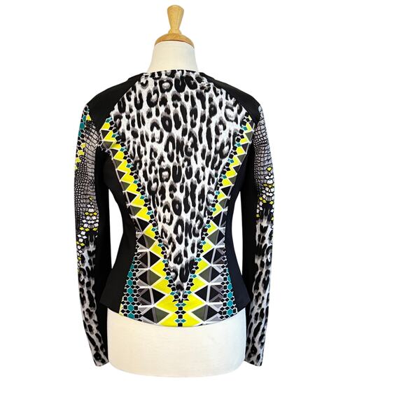 Bebe Athletic Jacket Sz Med Geo Leopard Print Warm Up - Picture 2 of 10